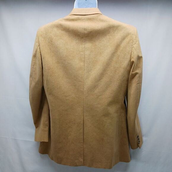 Doncaster 2 Button Blazer Jacket Sport Coat Ultra Suede Tan/ Cream Men's Medium - Picture 3 of 14